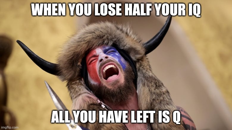  WHEN YOU LOSE HALF YOUR IQ; ALL YOU HAVE LEFT IS Q | made w/ Imgflip meme maker