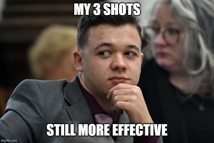 Kyle Hold my Rootbeer | MY 3 SHOTS STILL MORE EFFECTIVE | image tagged in kyle hold my rootbeer | made w/ Imgflip meme maker