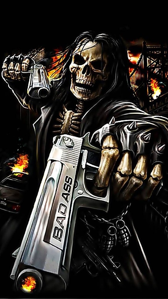 Bad ass skeleton with gun Blank Meme Template