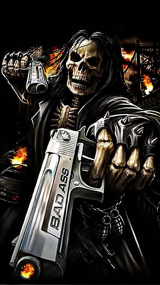 High Quality Bad ass skeleton with gun Blank Meme Template