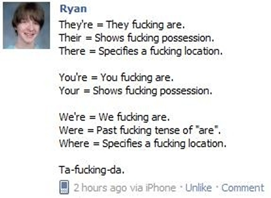 internet grammar lesson 101 | image tagged in funny,facebook