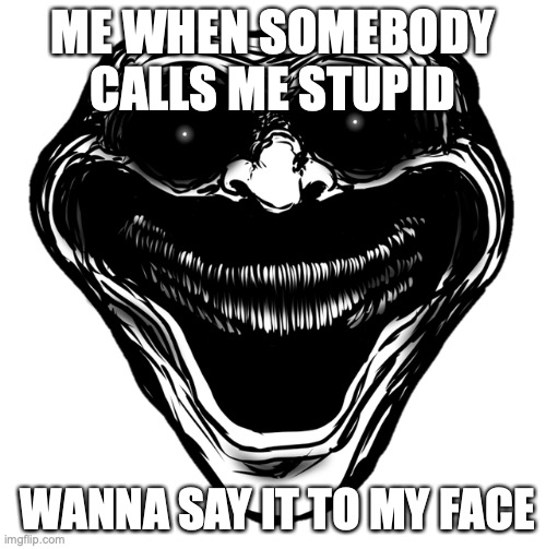 DONT CALL ME STUPID | ME WHEN SOMEBODY CALLS ME STUPID; WANNA SAY IT TO MY FACE | image tagged in funny memes | made w/ Imgflip meme maker
