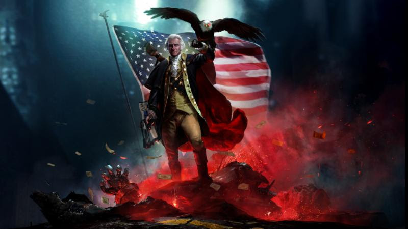 High Quality George Washington with a machine gun Blank Meme Template