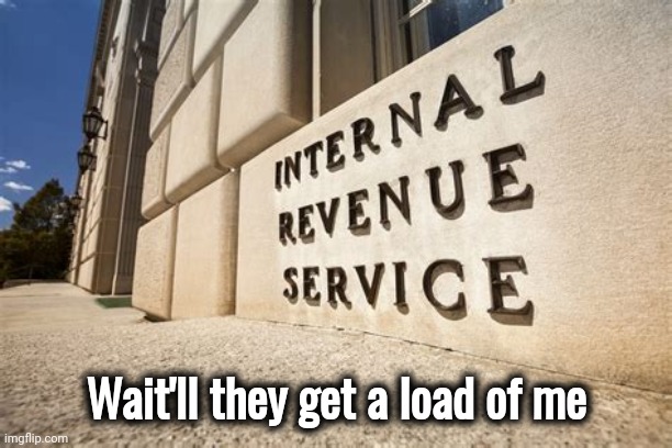 IRS | Wait'll they get a load of me | image tagged in irs | made w/ Imgflip meme maker