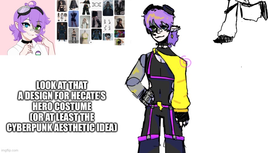 LOOK AT THAT A DESIGN FOR HECATE’S HERO COSTUME (OR AT LEAST THE CYBERPUNK AESTHETIC IDEA) | made w/ Imgflip meme maker