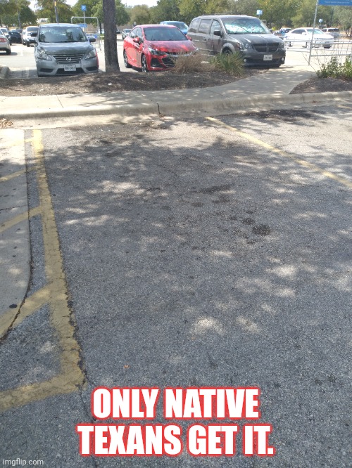 ONLY NATIVE TEXANS GET IT. | image tagged in texas,native texans,texian,parking,50 shades | made w/ Imgflip meme maker