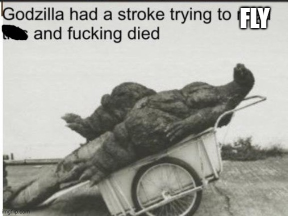 Godzilla | FLY | image tagged in godzilla | made w/ Imgflip meme maker