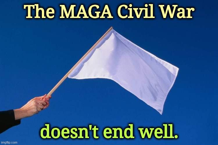 Dear MTG, this will come in handy. | The MAGA Civil War; doesn't end well. | image tagged in white flag,maga,civil war,disaster,mtg | made w/ Imgflip meme maker