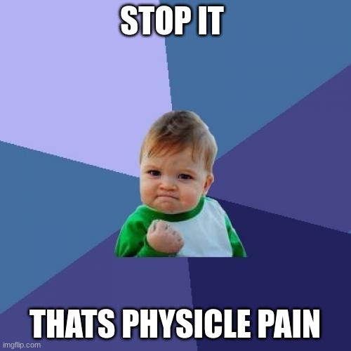 Success Kid Meme | STOP IT THATS PHYSICLE PAIN | image tagged in memes,success kid | made w/ Imgflip meme maker