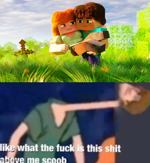 image tagged in like what the f ck is this sh t above me scoob,minecraft steve,minecraft memes,minecraft | made w/ Imgflip meme maker