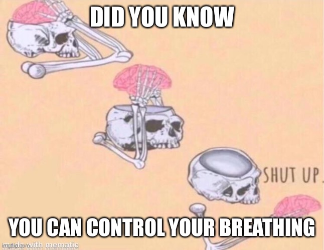 Hey gottem | DID YOU KNOW; YOU CAN CONTROL YOUR BREATHING | image tagged in skeleton shut up meme | made w/ Imgflip meme maker