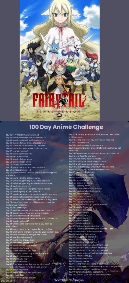 Day 2 | image tagged in 100 day anime challenge,fairy tail | made w/ Imgflip meme maker