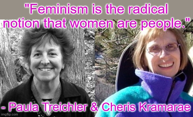 "Feminism is the radical notion that women are people."; - Paula Treichler & Cheris Kramarae | image tagged in gender equality,words of wisdom | made w/ Imgflip meme maker