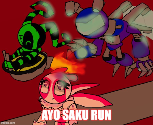 Prey cover question mark? | AYO SAKU RUN | image tagged in fnf,retro | made w/ Imgflip meme maker