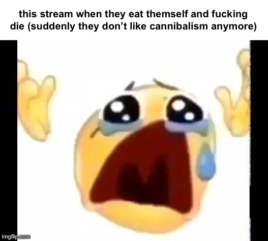 Seriously, if the only thing here’s gonna be cannibalism, why did I not name this stream cannibalistcomments? | this stream when they eat themself and fuсking die (suddenly they don’t like cannibalism anymore) | made w/ Imgflip meme maker