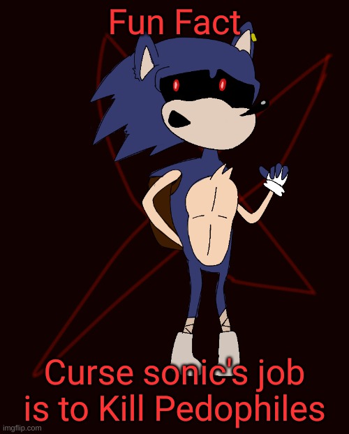 Cause He is based | Fun Fact; Curse sonic's job is to Kill Pedophiles | image tagged in curse of x | made w/ Imgflip meme maker