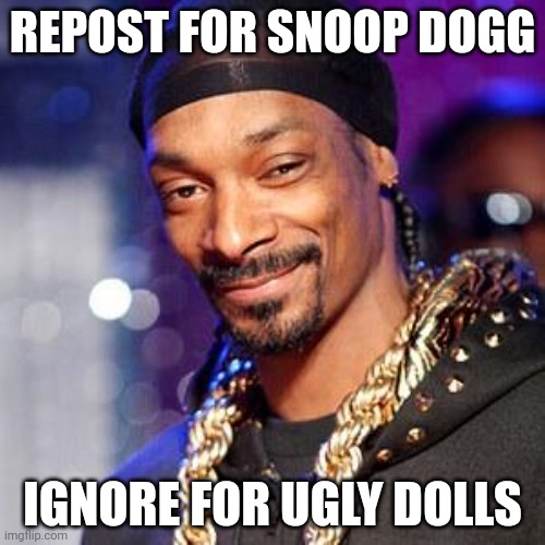 Snoop dogg | REPOST FOR SNOOP DOGG; IGNORE FOR UGLY DOLLS | image tagged in snoop dogg | made w/ Imgflip meme maker