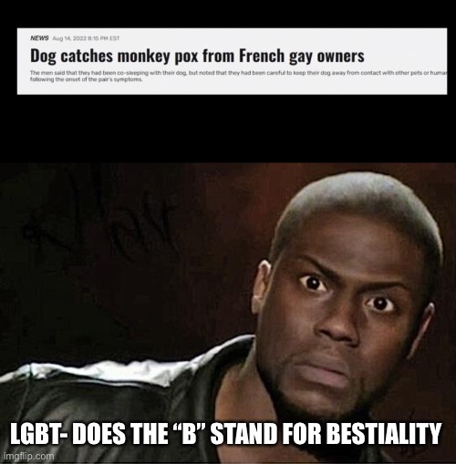 Man’s Best F*ck | LGBT- DOES THE “B” STAND FOR BESTIALITY | image tagged in memes,kevin hart | made w/ Imgflip meme maker