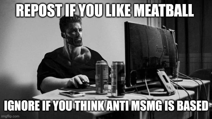 i did the sex | REPOST IF YOU LIKE MEATBALL; IGNORE IF YOU THINK ANTI MSMG IS BASED | image tagged in gigachad on the computer | made w/ Imgflip meme maker