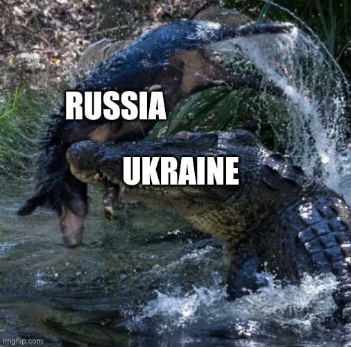 Crocodile attack | RUSSIA; UKRAINE | image tagged in crocodile attack | made w/ Imgflip meme maker