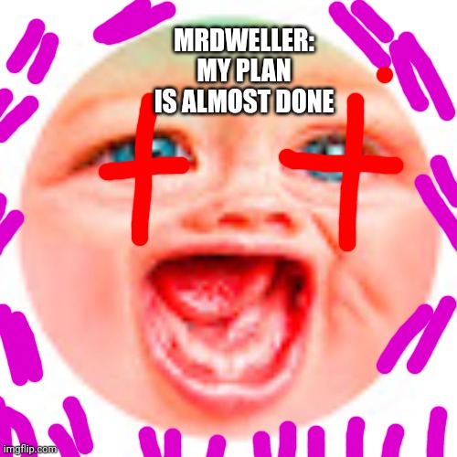 DON'T LET MR DWELLER WIN |  MRDWELLER: MY PLAN IS ALMOST DONE | image tagged in mr dweller | made w/ Imgflip meme maker