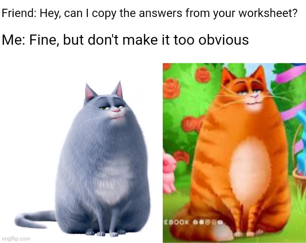Chole Clone | Friend: Hey, can I copy the answers from your worksheet? Me: Fine, but don't make it too obvious | image tagged in clone,memes,funny memes | made w/ Imgflip meme maker