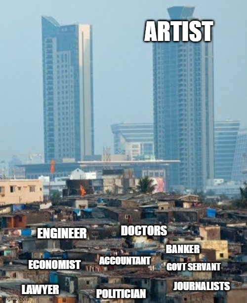 right ? | ARTIST; ENGINEER; DOCTORS; BANKER; ACCOUNTANT; ECONOMIST; GOVT SERVANT; JOURNALISTS; LAWYER; POLITICIAN | image tagged in funny,funny memes,lol so funny,lolz | made w/ Imgflip meme maker