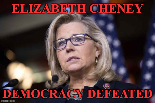 Liz | ELIZABETH CHENEY; DEMOCRACY DEFEATED | image tagged in choices | made w/ Imgflip meme maker