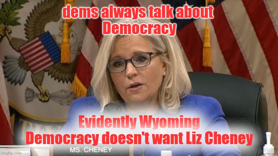 Liz Cheney Could Be Very Attracted To Donald Trump |  dems always talk about 
Democracy; Evidently Wyoming Democracy doesn't want Liz Cheney | image tagged in liz cheney,rino,presidential alert,hilarious,wyoming,you guys are getting paid | made w/ Imgflip meme maker