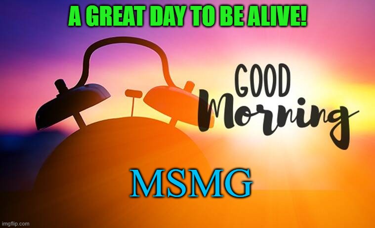 good morning | A GREAT DAY TO BE ALIVE! MSMG | image tagged in good morning,kewlew | made w/ Imgflip meme maker