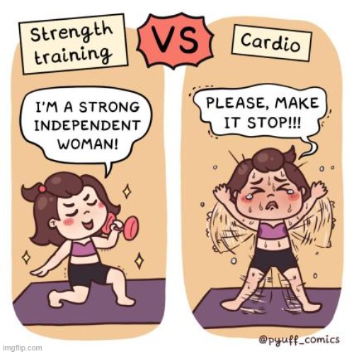 strength training vs cardio | made w/ Imgflip meme maker