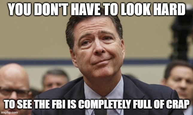 Comey Don't Know | YOU DON'T HAVE TO LOOK HARD TO SEE THE FBI IS COMPLETELY FULL OF CRAP | image tagged in comey don't know | made w/ Imgflip meme maker