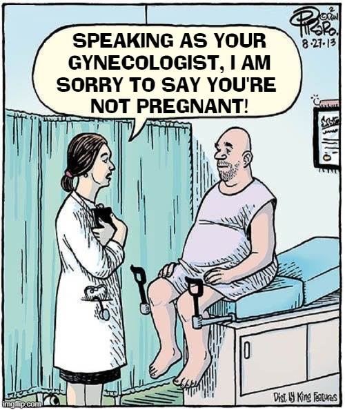 Modern Day Problems! | SPEAKING AS YOUR
GYNECOLOGIST, I AM
SORRY TO SAY YOU'RE 
NOT PREGNANT! | image tagged in vince vance,gynecologists,doctors,patients,memes,pregnancy | made w/ Imgflip meme maker