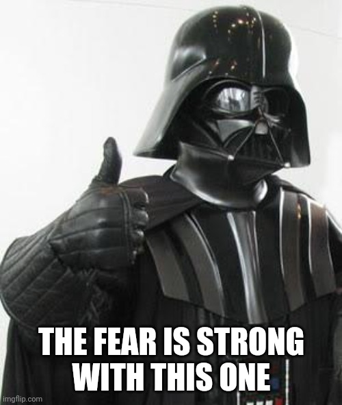 Darth vader approves | THE FEAR IS STRONG
 WITH THIS ONE | image tagged in darth vader approves | made w/ Imgflip meme maker