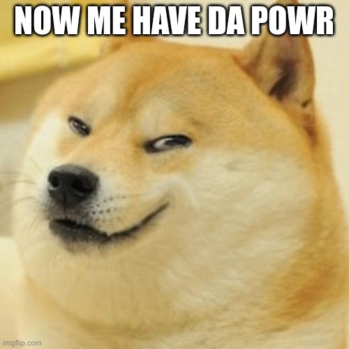 evil doge | NOW ME HAVE DA POWR | image tagged in evil doge | made w/ Imgflip meme maker