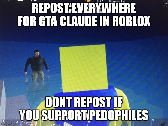 Show your alliegance to claude! | REPOST EVERYWHERE FOR GTA CLAUDE IN ROBLOX; DONT REPOST IF YOU SUPPORT PEDOPHILES | image tagged in claude | made w/ Imgflip meme maker