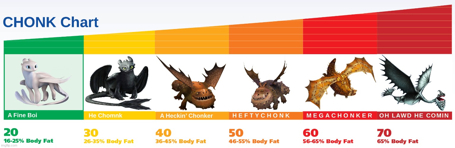 Dragon Chonk Chart V.2 | image tagged in chonk chart | made w/ Imgflip meme maker