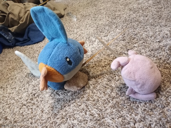 Sparring | image tagged in mudkip,jigglypuff,sword fight,sword | made w/ Imgflip meme maker
