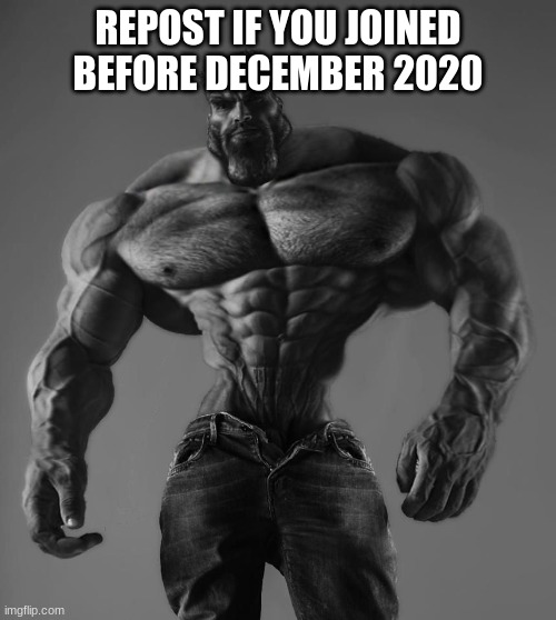 Giga Chad | REPOST IF YOU JOINED BEFORE DECEMBER 2020 | image tagged in gigachad | made w/ Imgflip meme maker