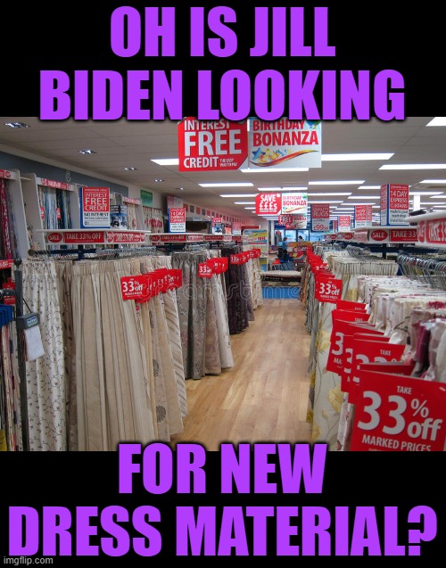 OH IS JILL BIDEN LOOKING FOR NEW DRESS MATERIAL? | made w/ Imgflip meme maker