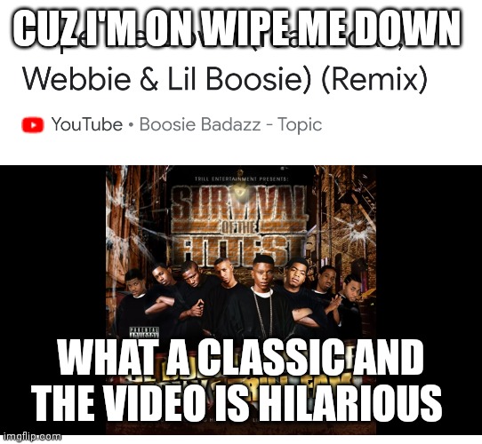 Wipe me down | CUZ I'M ON WIPE ME DOWN; WHAT A CLASSIC AND THE VIDEO IS HILARIOUS | image tagged in funny memes | made w/ Imgflip meme maker