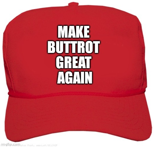 blank red MAGA hat | MAKE 
BUTTROT 
GREAT 
AGAIN | image tagged in blank red maga hat | made w/ Imgflip meme maker