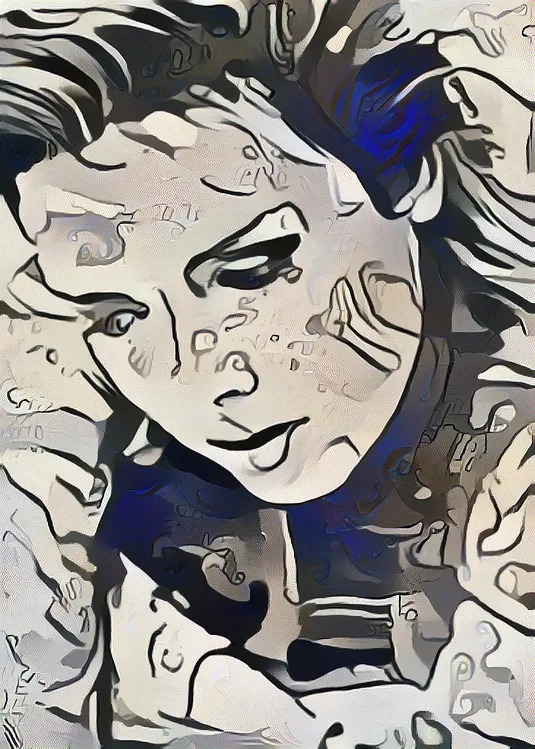 Kim Wilde black & white AI art Blank Meme Template