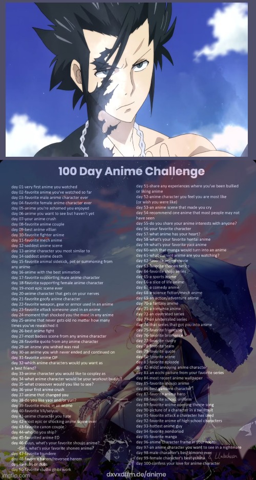 Day 3 | image tagged in 100 day anime challenge,fairy tail,gray fullbuster | made w/ Imgflip meme maker