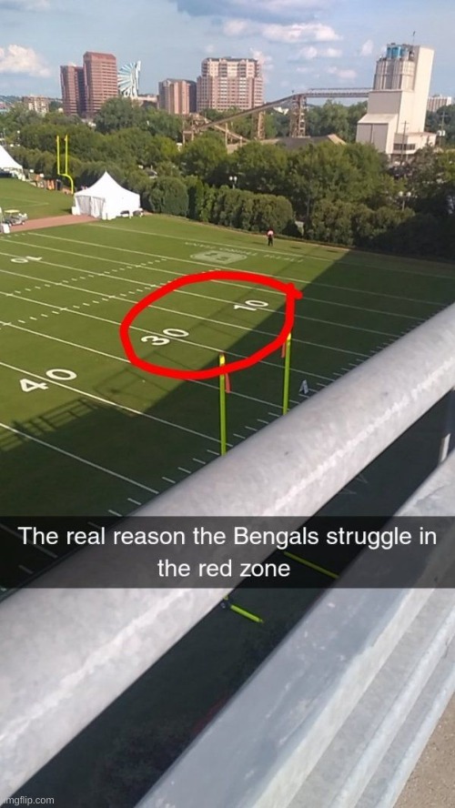 This confuses me... | image tagged in football,field,red circle,bengals,oh wow are you actually reading these tags | made w/ Imgflip meme maker