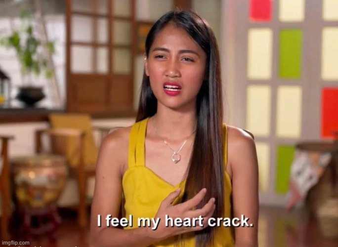 I feel my heart crack | image tagged in i feel my heart crack | made w/ Imgflip meme maker