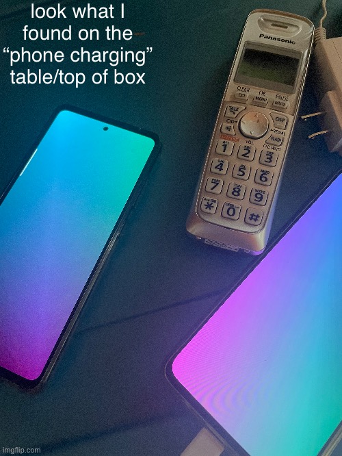 like awwww it earned itself a spot | look what I found on the “phone charging” table/top of box | made w/ Imgflip meme maker