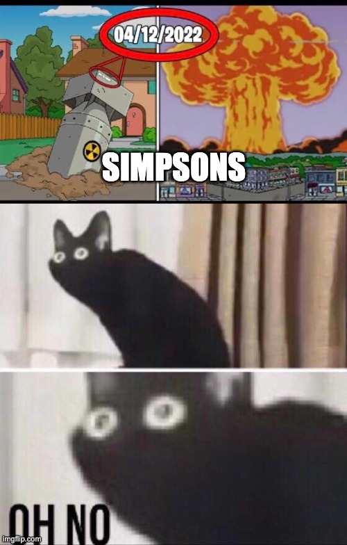 Boom | SIMPSONS | image tagged in oh no cat,simpsons | made w/ Imgflip meme maker