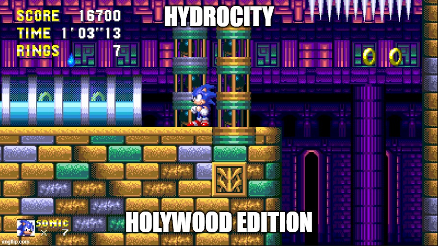 Hydrocity Zone act 2 | HYDROCITY; HOLYWOOD EDITION | made w/ Imgflip meme maker