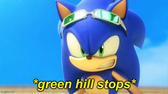 Really Angry Sonic | *green hill stops* | image tagged in really angry sonic | made w/ Imgflip meme maker